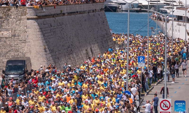 People participate in the 11th Wings for Life World Run 2024 in Zadar, Croatia, on May 5, 2024. Photo: Xinhua