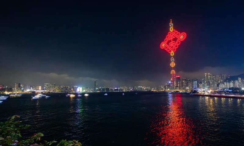 A drone light show featuring traditional Chinese culture is staged in Hong Kong, south China, May 11, 2024. Photo: Xinhua