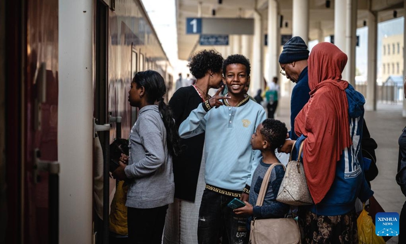 Passengers board a train at the Lebu Railway Station in Addis Ababa, Ethiopia, Sept 9, 2023. The Chinese management contractors of Ethiopia-Djibouti standard gauge railway on Friday officially handed over the railway's management and operation to Ethiopia and Djibouti after six years of successful operation. Photo: Xinhua