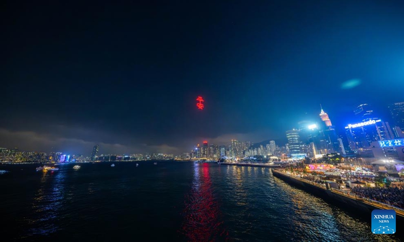 A drone light show featuring traditional Chinese culture is staged in Hong Kong, south China, May 11, 2024. Photo: Xinhua