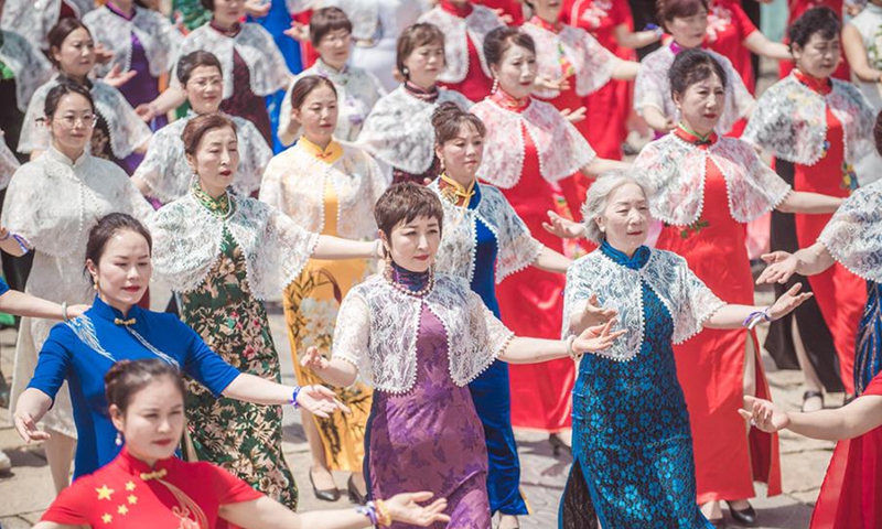 A cheongsam fashion show is staged in Changzhou, east China's Jiangsu Province, May 12, 2024. Photo: China News Service