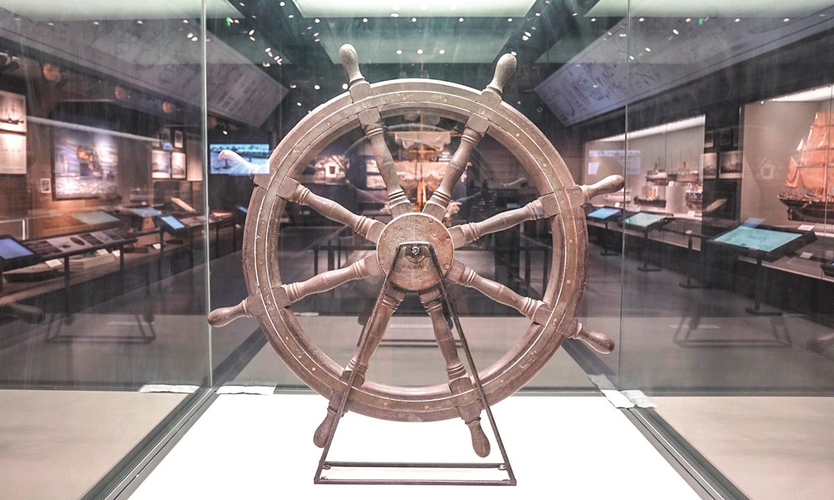 A Qing Dynasty ship's wheel at the the Museum of Foochow Arsenal 1866 Photo: Zhang Yangshu/GT