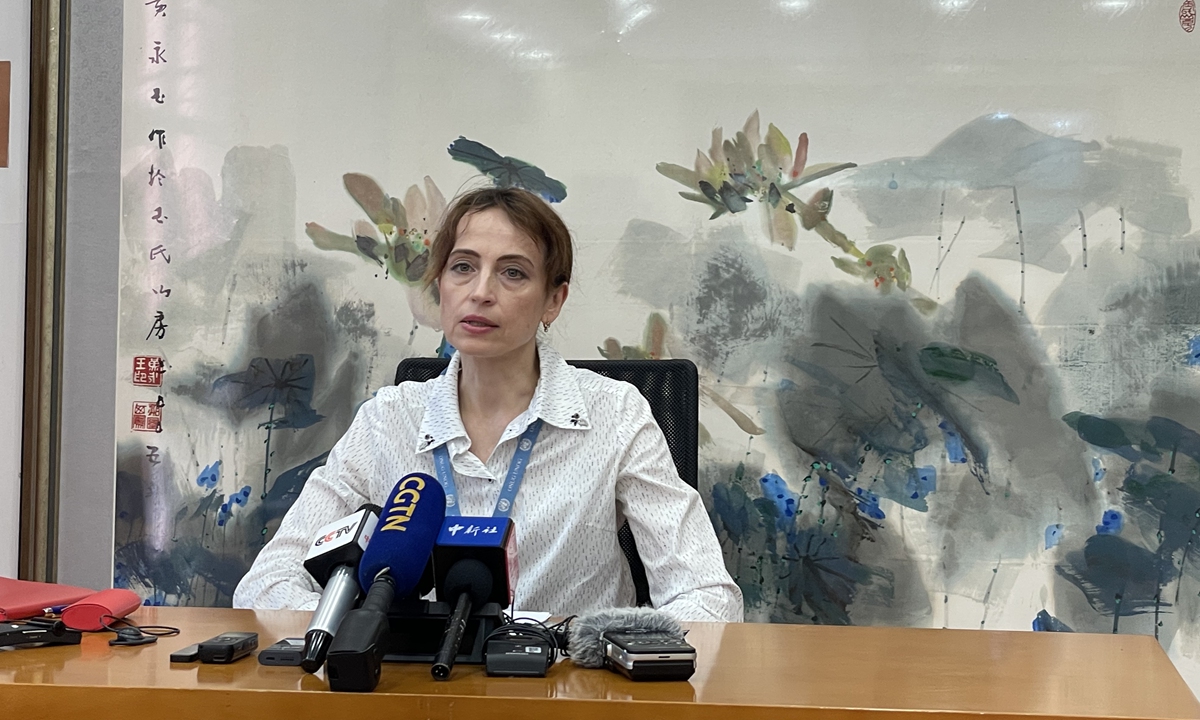 Alena Douhan, the UN Special Rapporteur on unilateral coercive measures and human rights, speaks to a press conference in Beijing on May 17, 2024. Photo: Liu Xin/GT