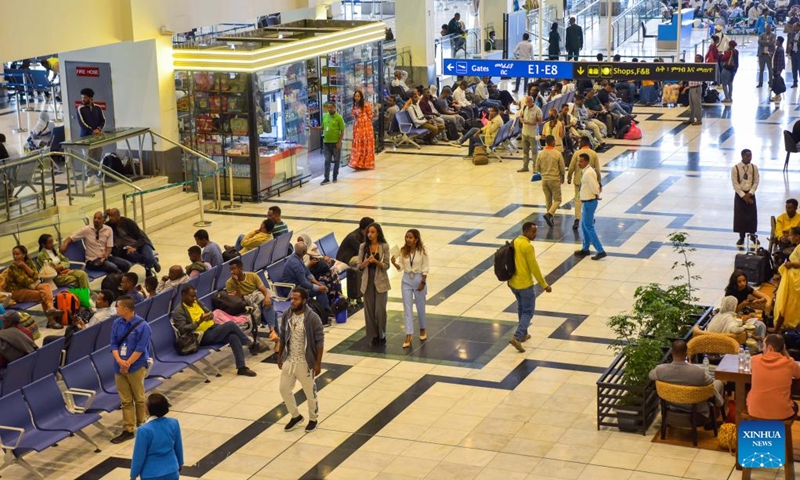 This photo taken on May 18, 2024 shows the interior of the newly-built domestic passenger terminal at Bole International Airport in Addis Ababa, Ethiopia. Ethiopian Airlines, Africa's largest and fastest-growing airline, inaugurated a Chinese-built domestic passenger terminal in Addis Ababa, the Ethiopian capital, on Saturday. Photo: Xinhua