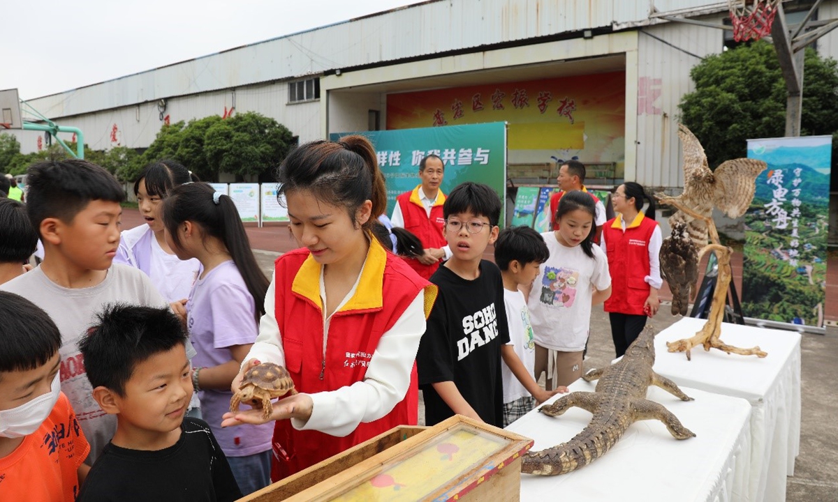 Students participate in activities dedicated to biodiversity.