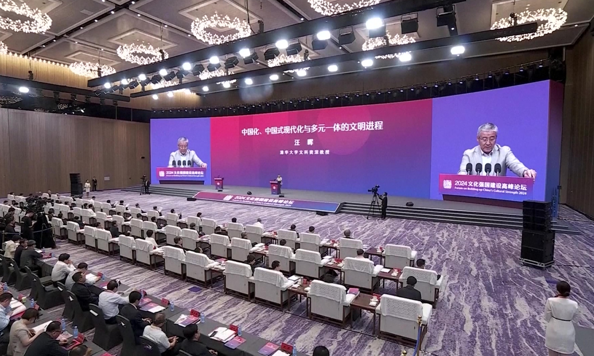 An expert gives a speech at the Forum on Building up China's Cultural Strength 2024 in Shenzhen, Guangdong Province, on May 23, 2024. Photo: VCG