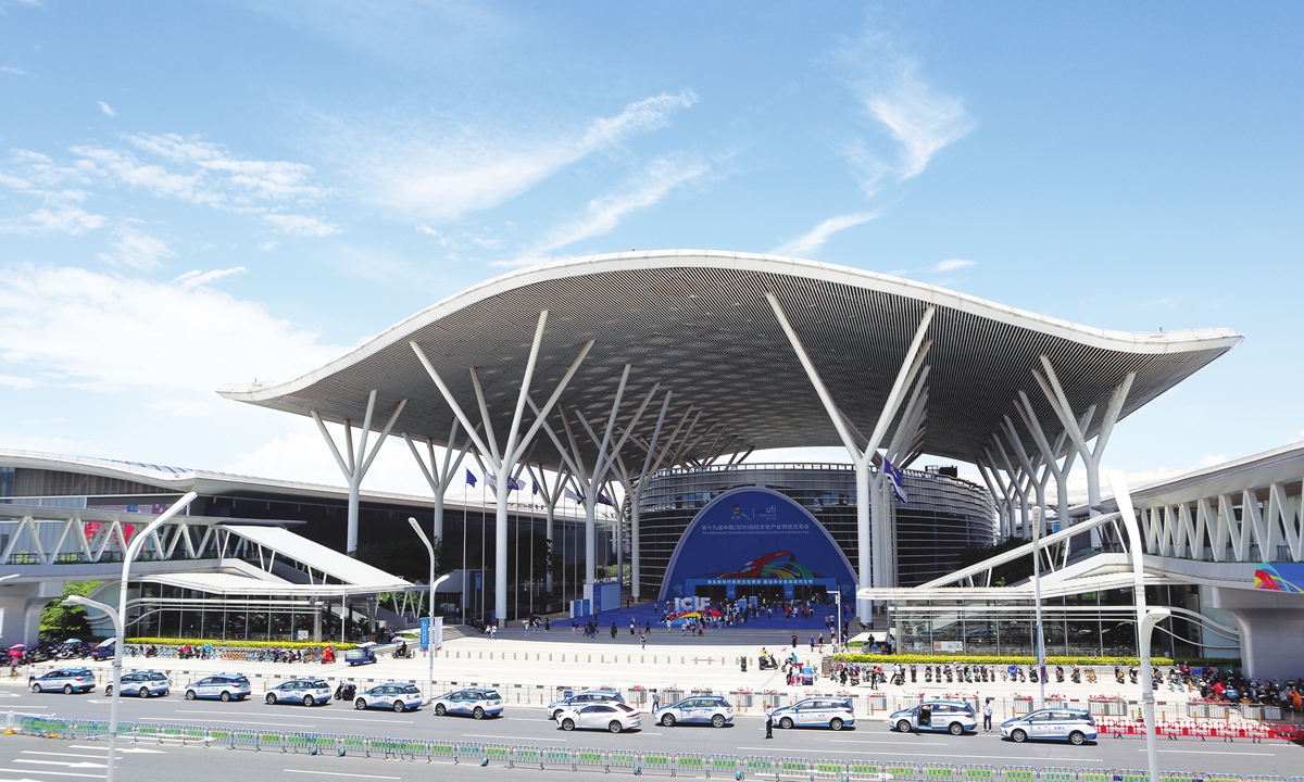 A general view of the entrance to the Shenzhen World Exhibition & Convention Center Photo: VCG