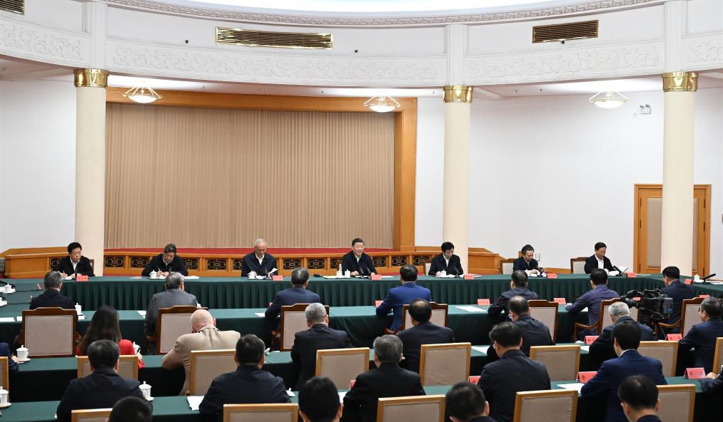 Chinese President Xi Jinping, also general secretary of the Communist Party of China Central Committee and chairman of the Central Military Commission, chairs a symposium attended by representatives from businesses and academia and delivers an important speech in Jinan, east China's Shandong Province, May 23, 2024.(Photo: Xinhua)