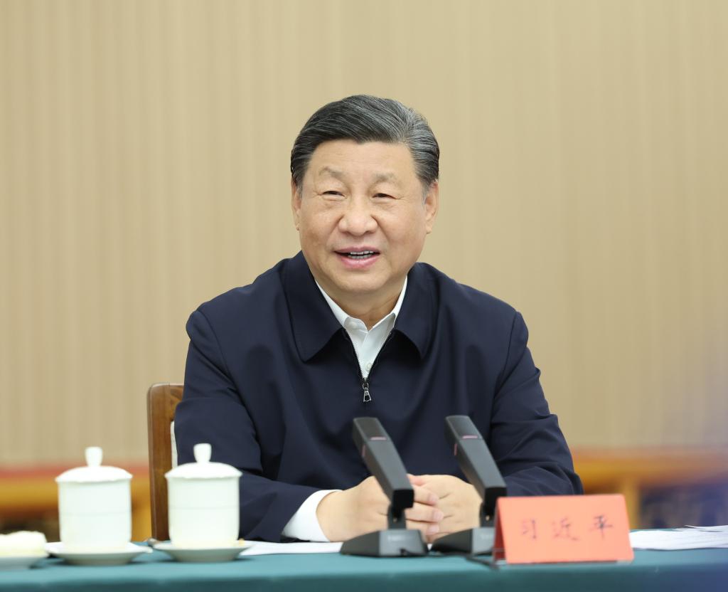 Chinese President Xi Jinping, also general secretary of the Communist Party of China Central Committee and chairman of the Central Military Commission, chairs a symposium attended by representatives from businesses and academia and delivers an important speech in Jinan, east China's Shandong Province, May 23, 2024.(Photo: Xinhua)