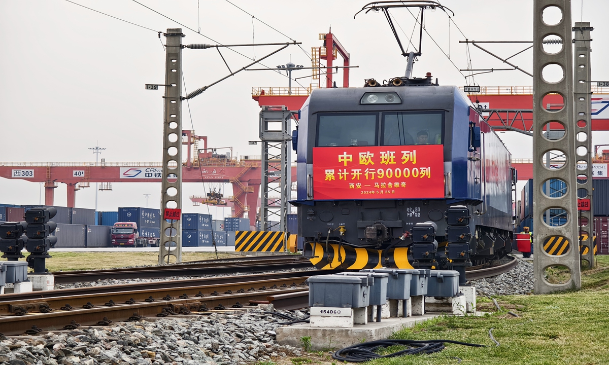 The departure of X8157 train from Xi'an International Port Station Photo: Liu Yang/GT