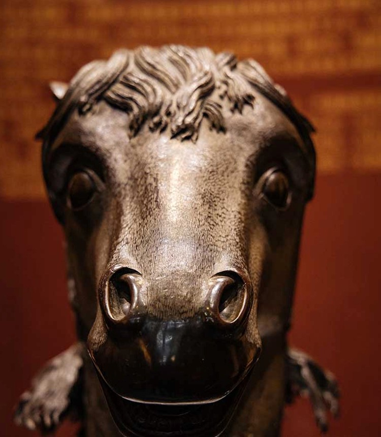 The returned bronze horse zodiac head is on display at the Old Summer Palace in Beijing on December 1, 2020. Photo: Li Hao/GT