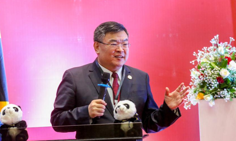 Head of the Global Board of Directors of Yingke Law Firm, Mei Xiangrong, speaks during the Tanzania-China Economic and Investment Cooperation Reception in Dar es Salaam, Tanzania, on July 20, 2024. (Xinhua/Emmanuel Herman)