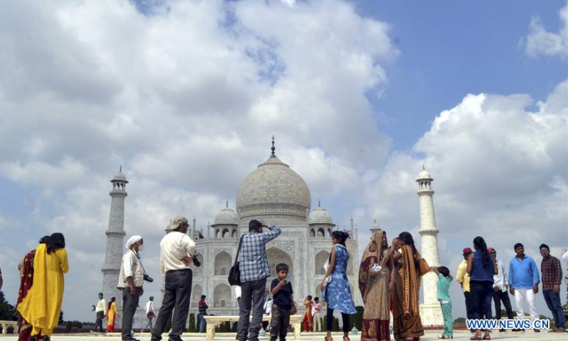 People visit the Taj Mahal in Agra, India, September 23, 2020. Photo: Xinhua