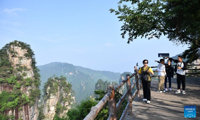 South Korean tourists visit Huangshizhai scenic spot of Zhangjiajie National Forest Park in Zhangjiajie, central China's Hunan Province, May 28, 2024.(Photo: Xinhua)
