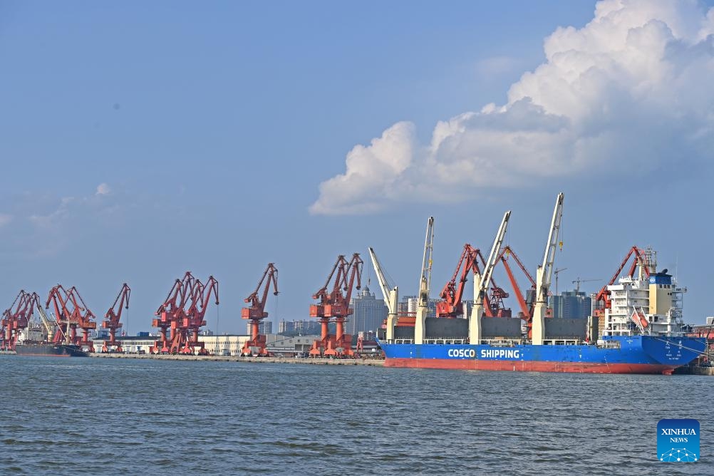 This photo taken on May 21, 2024 shows the Fangchenggang Port in Fangchenggang City, south China's Guangxi Zhuang Autonomous Region. In recent years, Guangxi has sought open, ocean-oriented development opportunities so as to make greater achievements in promoting high-quality development.(Photo: Xinhua)