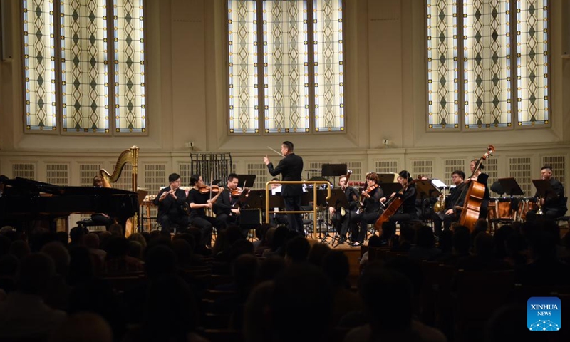 This photo taken on May 31, 2024 shows a concert of Contemporary Chamber Music of China, in Vienna, Austria. (Xinhua/He Canling)