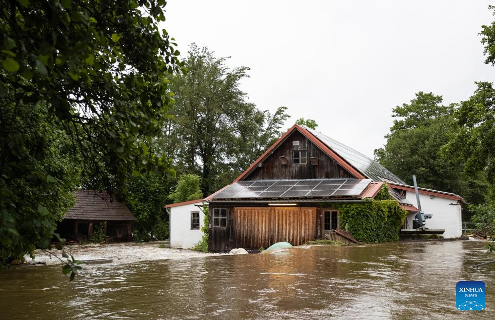 This photo taken on June 2, 2024 shows a flooded area in Babenhausen, southern German state of Bavaria.(Photo: Xinhua)