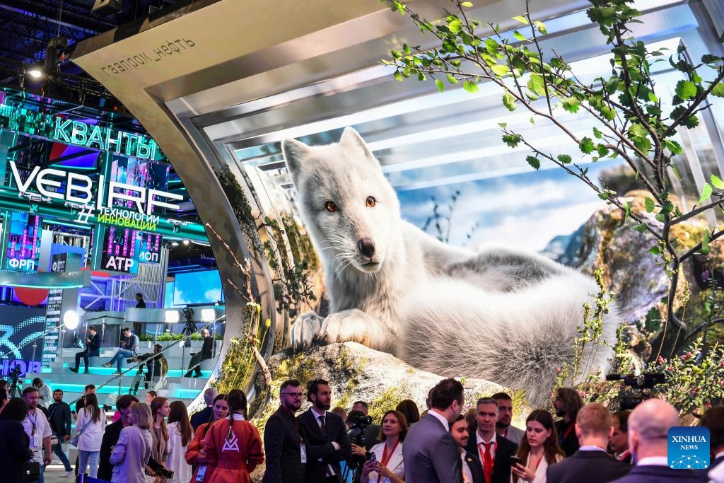 This photo taken on June 5, 2024 shows an exhibition hall of the 27th St. Petersburg International Economic Forum (SPIEF) in St. Petersburg, Russia. The 27th SPIEF opened here on Wednesday with the participation of delegates from 139 countries and regions.(Photo: Xinhua)