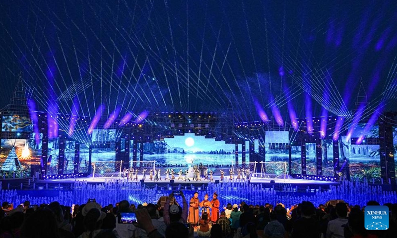 The live-action performance Encounter Harbin is staged at Sun Island scenic spot in Harbin, northeast China's Heilongjiang Province, June 10, 2024. (Photo: Xinhua)