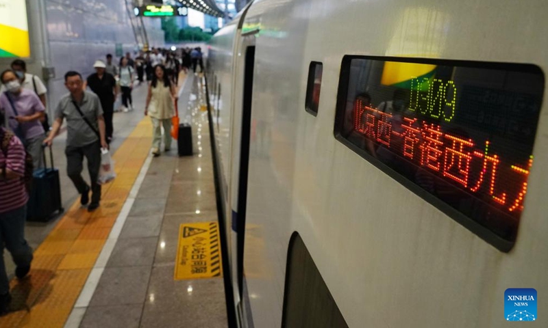 The high-speed sleeper train D909 bound for Hong Kong's West Kowloon Station is seen at Beijing West Railway Station in Beijing, capital of China, June 15, 2024. (Photo: Xinhua)