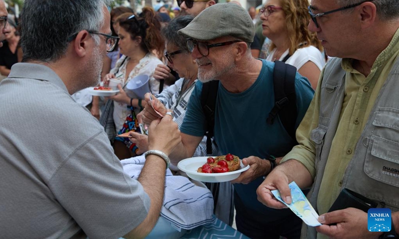 People attend an activity during a protest against G7 in Brindisi, Italy, June 13, 2024. (Photo: Xinhua)