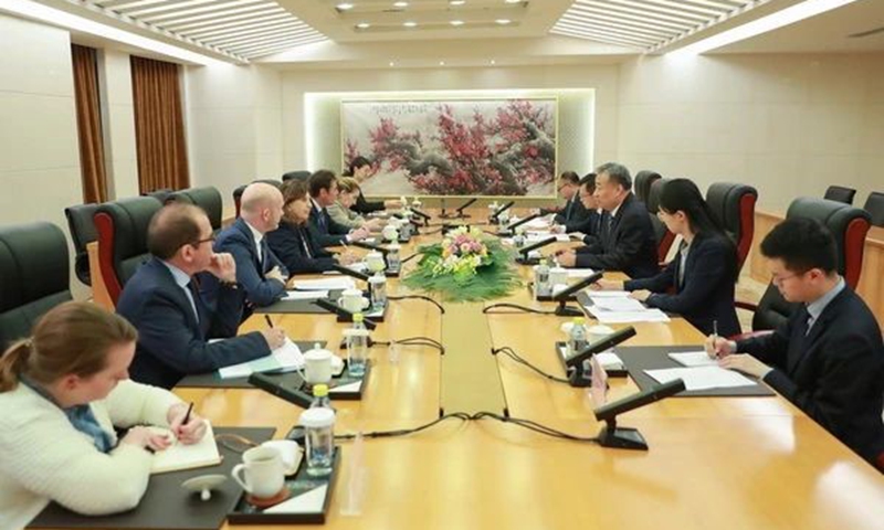 Miao Deyu, assistant minister of foreign affairs, meets with Paola Pampaloni, deputy managing director for Asia and the Pacific in the European External Action Service and EU delegation on June 17 in Beijing. Photo: Chinese Foreign Ministry 