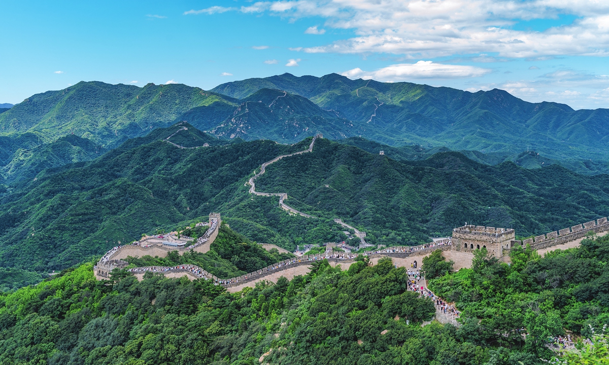An aerial view of the Badaling section of the Great Wall in Beijing Photos: VCG