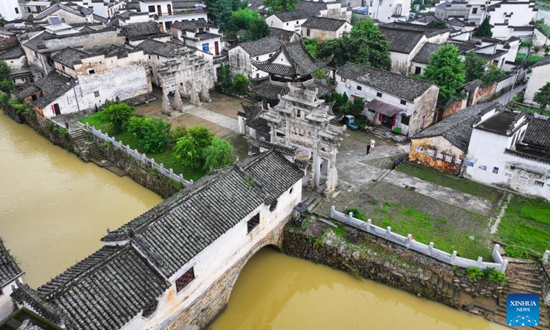 An aerial photo taken on June 22, 2024 shows the ancient architecture complex in Xucun Village of Xucun Town, Huangshan City, east China's Anhui Province. 