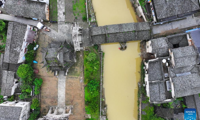 An aerial photo taken on June 22, 2024 shows the ancient architecture complex in Xucun Village of Xucun Town, Huangshan City, east China's Anhui Province.