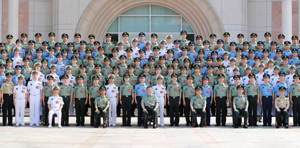 Chinese President Xi Jinping, also general secretary of the Communist Party of China Central Committee and chairman of the Central Military Commission (CMC), meets with participants of the CMC Political Work Conference in Yan'an, northwest China's Shaanxi Province, June 17, 2024. The CMC Political Work Conference was held from Monday to Wednesday in Yan'an, an old revolutionary base in northwest China's Shaanxi Province. Xi attended the conference and delivered an important speech.(Photo: Xinhua)