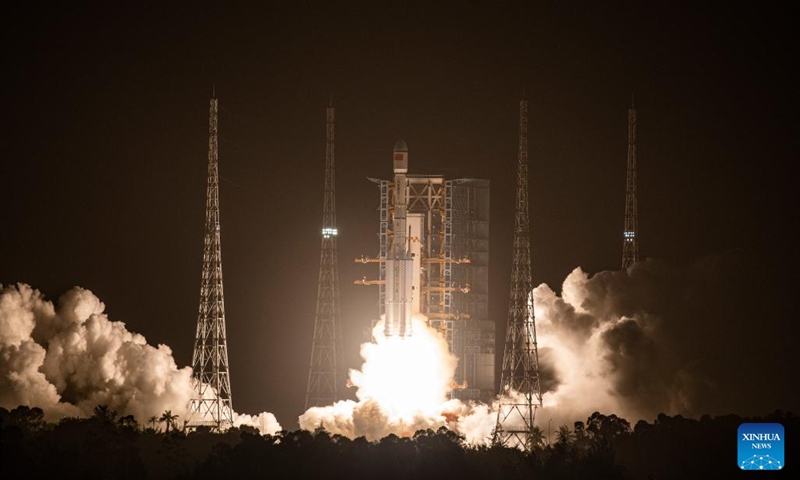 A modified version of the Long March-7 carrier rocket carrying the Zhongxing-3A satellite blasts off from the Wenchang Space Launch Site on the coast of southern island province of Hainan, June 29, 2024. (Photo by Du Xinxin/Xinhua)