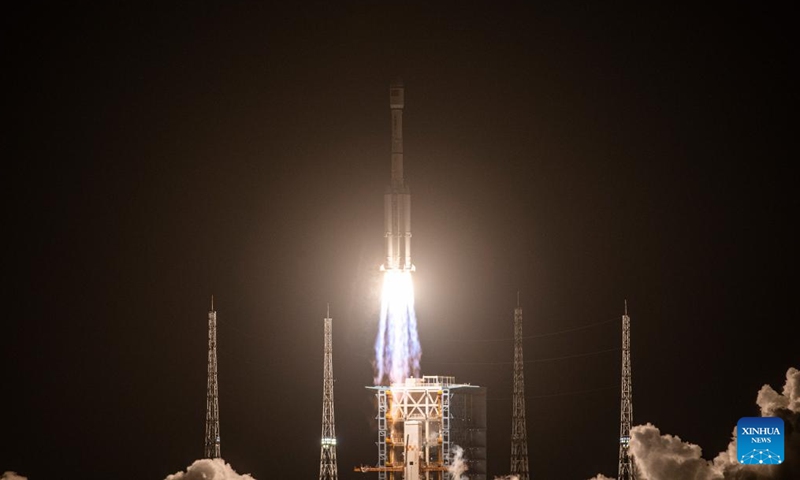 A modified version of the Long March-7 carrier rocket carrying the Zhongxing-3A satellite blasts off from the Wenchang Space Launch Site on the coast of southern island province of Hainan, June 29, 2024. (Photo by Du Xinxin/Xinhua)