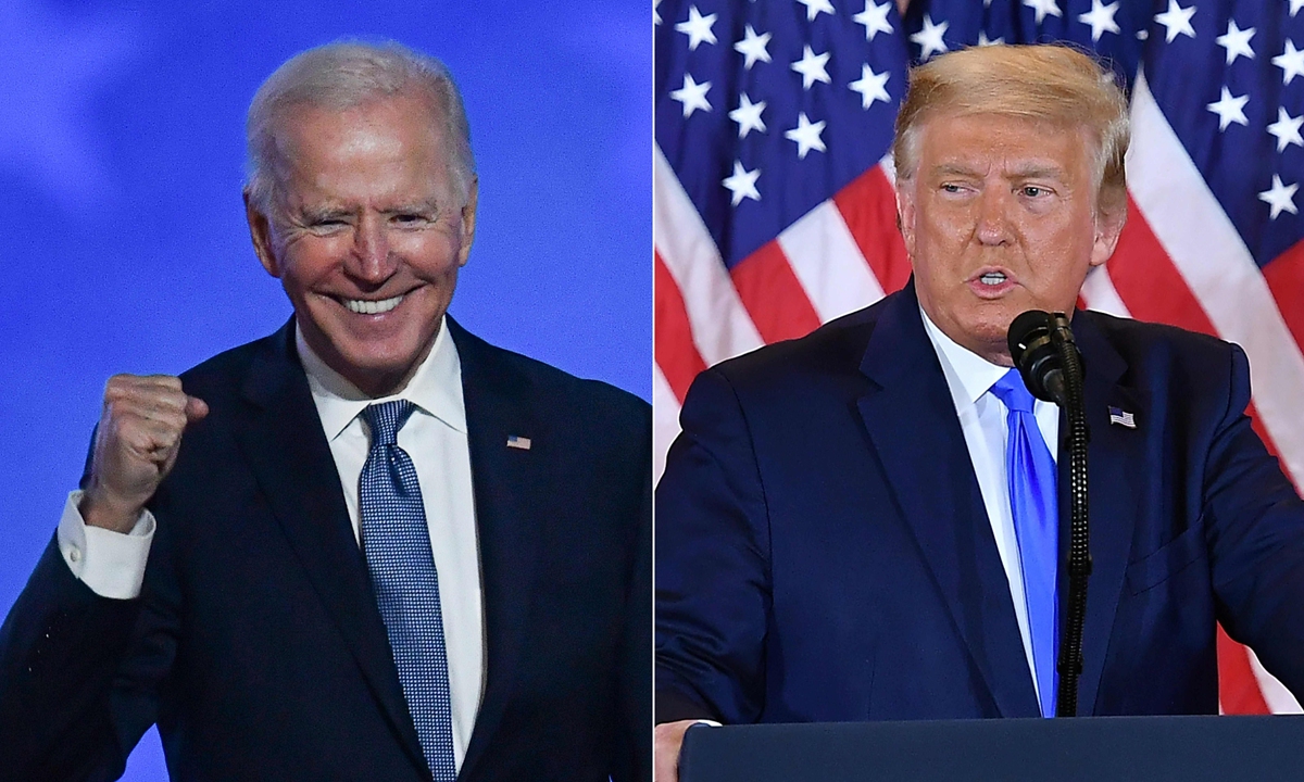 Joe Biden (left) and Donald Trump (right). Photo: VCG 
