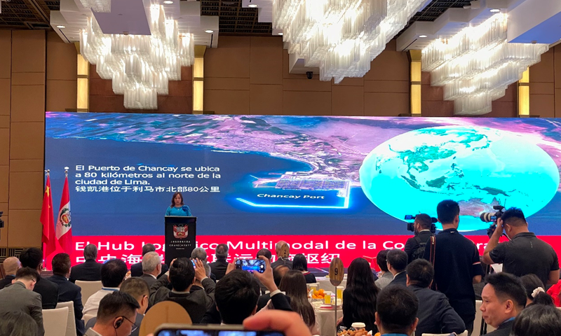 Peruvian President Dina Boluarte speaks at a keynote conference titled Investment Opportunities in Peru on June 27, 2024 in Shanghai. Photo: Feng Yu/GT