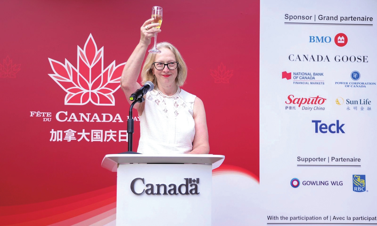 Canadian Ambassador toasts with guests at the reception in Beijing. Photo: Courtesy of the Embassy of Canada