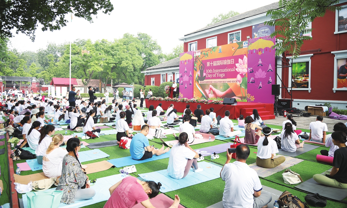 On June 22, participants at the Embassy of India in Beijing for the International Day of Yoga 2024 Photo: Courtesy of the Embassy of India