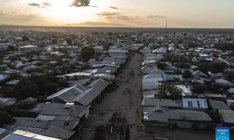 An aerial drone photo taken on June 19, 2024 shows a view of Kakuma refugee camp in Turkana, Kenya. (Xinhua/Wang Guansen)