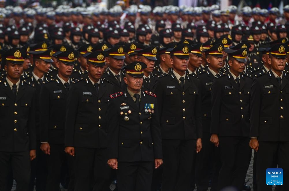 A parade is held to mark the 78th anniversary of Indonesian National Police in Jakarta, Indonesia, July 1, 2024. (Photo: Xinhua)