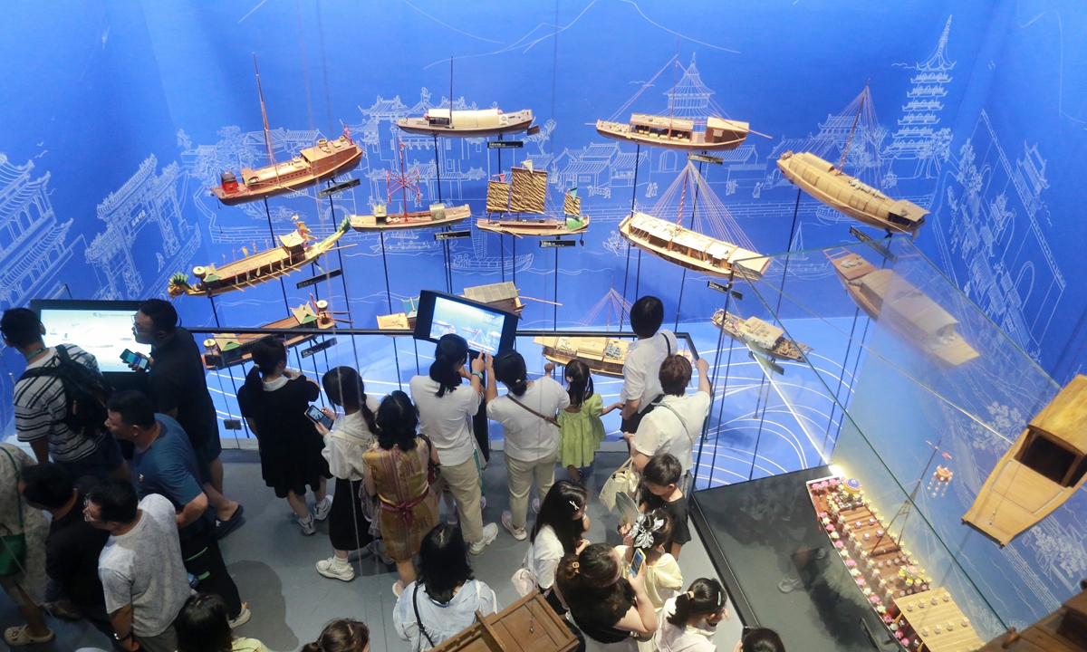 Visitors at the China Grand Canal Museum in Yangzhou, East China's Jiangsu Province on July 2, 2024  Photo: VCG