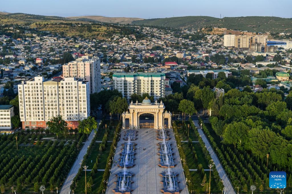 This photo taken on June 26, 2024 shows a view of Dushanbe, Tajikistan. Tajikistan is located in the southeast of Central Asia, with a mountainous area exceeding 90% of its total area. Dushanbe is the capital of Tajikistan and the economic and cultural center. (Photo: Xinhua)