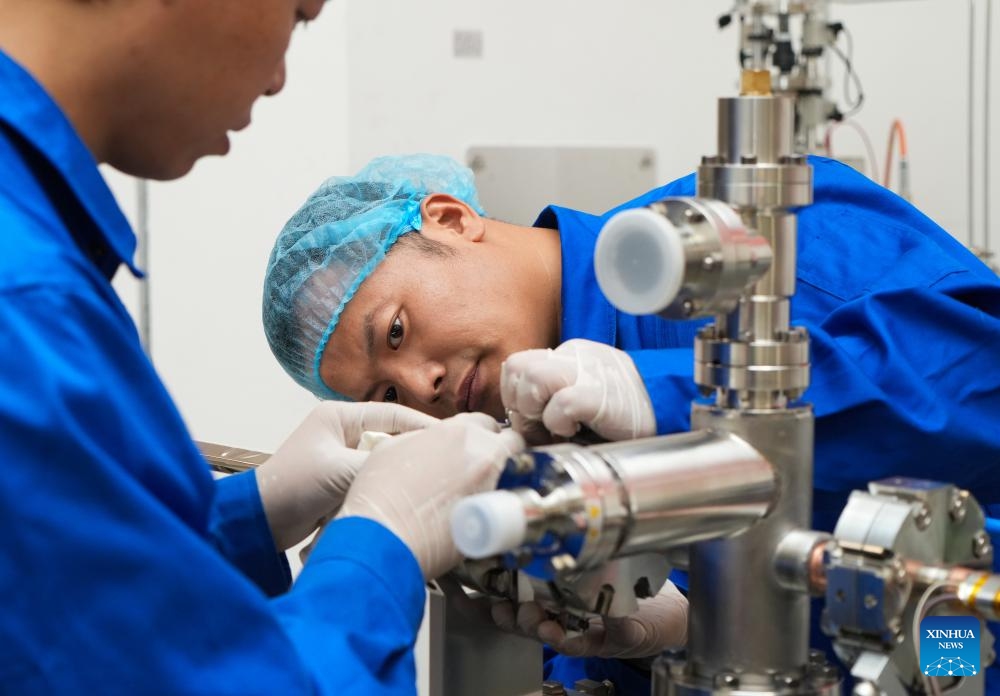 Staff members work at the High Energy Photon Source (HEPS) in Beijing, capital of China, June 30, 2024. Upon the completion of the vacuum circuit of its storage ring, the HEPS has entered the joint test stage on Monday. The HEPS is a major science infrastructure project built by the Institute of High Energy Physics under the Chinese Academy of Sciences.(Photo: Xinhua)