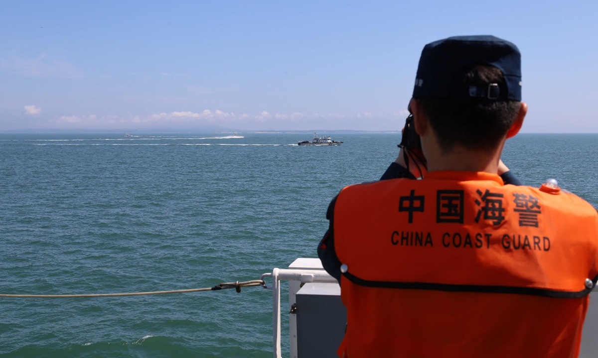 The Fujian Coast Guard carried out regular law enforcement patrols in the waters near Kinmen on June 25, 2024.  Photo: website of China Coast Guard