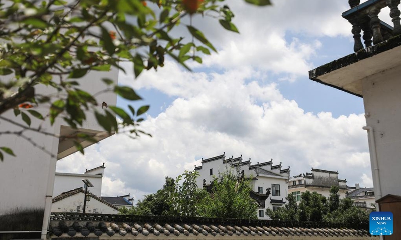 This photo taken on July 3, 2024 shows a view of Shimen Village of Wuyuan County, east China's Jiangxi Province. In recent years, Wuyuan County has been making efforts to promote rural tourism by exploring and utilizing its unique natural resources and traditional culture. Photo: Xinhua