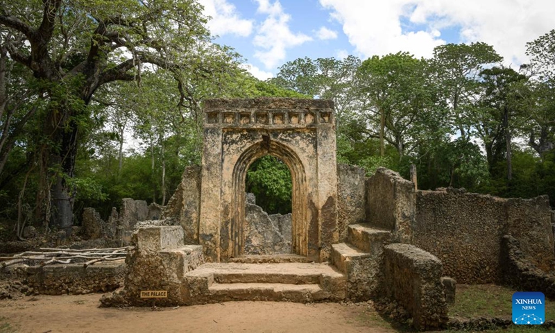 This photo taken on April 15, 2023 shows a view of the ruins of Gedi in Kilifi County, Kenya. The historic town of Gedi in the coastal region of Kenya has been inscribed on the World Heritage List by the United Nations Educational, Scientific and Cultural Organization (UNESCO), the National Museums of Kenya (NMK) said on Saturday. (Xinhua/Han Xu)