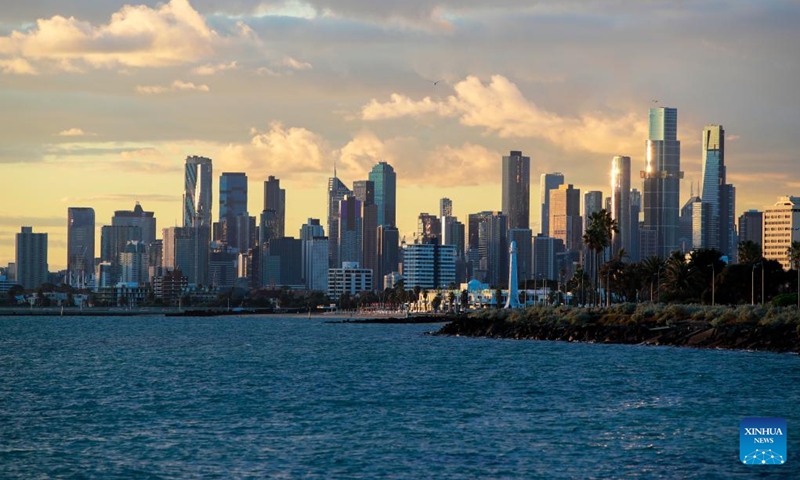 This photo taken on July 1, 2024 shows a view of Melbourne city from Point Ormond Lookout at sunset in Melbourne, Australia. Photo: Xinhua