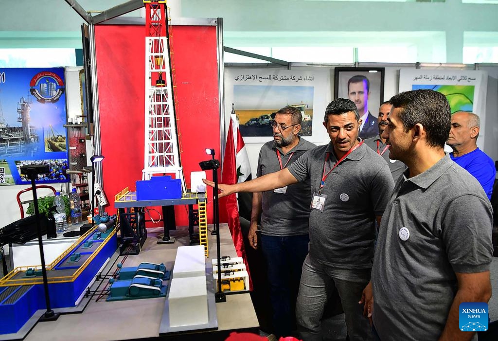 People attend the SyrPetro 2024, an international petroleum and mineral resources exhibition, in Damascus, Syria, on July 8, 2024. (Photo: Xinhua)