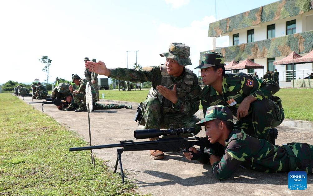 Soldiers from Chinese military and Laos military exercise together at the Kommadam Academy of the Lao People's Armed Forces (LPAF) in Laos, July 8, 2024. Based on the annual plan and the agreement of both sides, the armed forces of China and Laos held the Friendship Shield-2024 joint military exercise in Laos this July. (Photo: Xinhua)