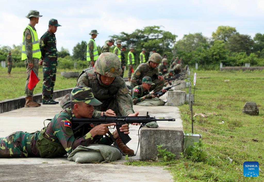 Soldiers from Chinese military and Laos military exercise together at the Kommadam Academy of the Lao People's Armed Forces (LPAF) in Laos, July 8, 2024. Based on the annual plan and the agreement of both sides, the armed forces of China and Laos held the Friendship Shield-2024 joint military exercise in Laos this July. (Photo: Xinhua)