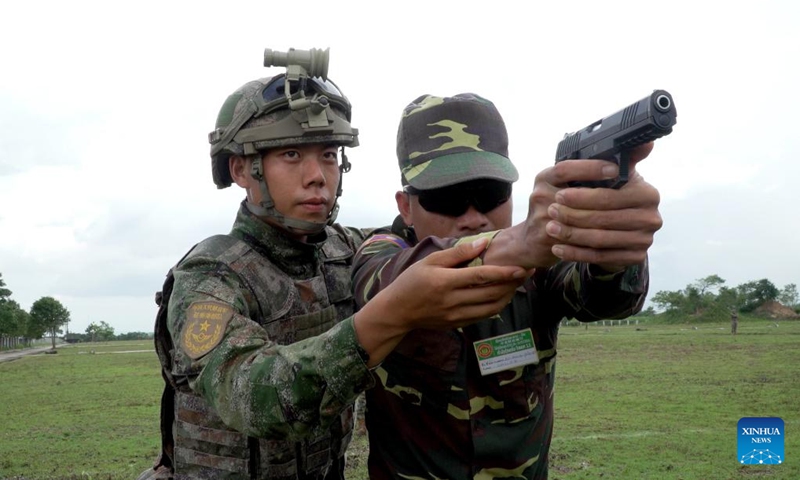 Soldiers from Chinese military and Laos military exercise together at the Kommadam Academy of the Lao People's Armed Forces (LPAF) in Laos, July 8, 2024. Based on the annual plan and the agreement of both sides, the armed forces of China and Laos held the Friendship Shield-2024 joint military exercise in Laos this July. (Photo: Xinhua)