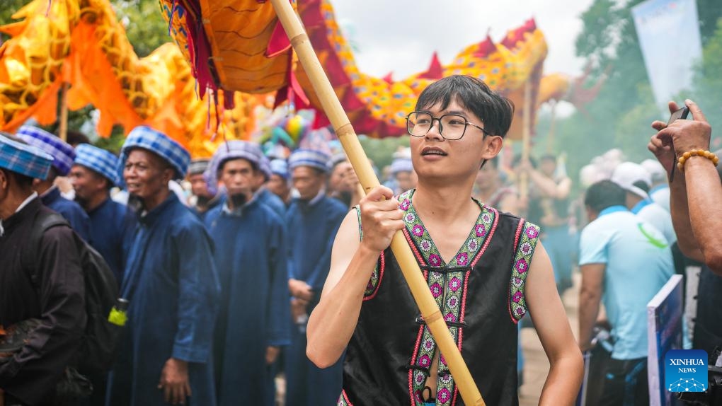 People take part in the celebration of Liuyueliu, an ethnic festival, in Liupanshui, southwest China's Guizhou Province, July 11, 2024. A series of cultural activities have been held during the celebration. (Photo: Xinhua)